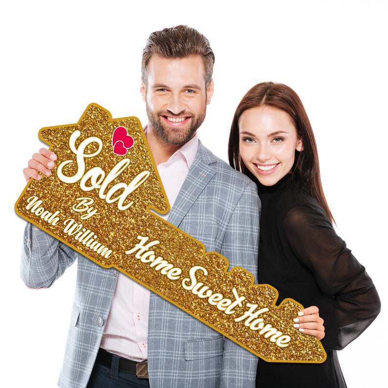 Personalized Real Estate Marketing Key Cutout Sign, Customized Realtor Social Media Photo Props, Realtor Key Sign, Customized Just Sold Key