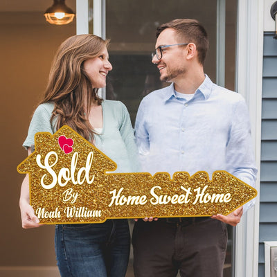 Personalized Real Estate Marketing Key Cutout Sign, Customized Realtor Social Media Photo Props, Realtor Key Sign, Customized Just Sold Key