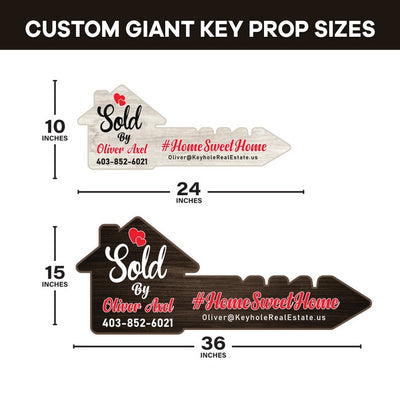 Personalized Real Estate Marketing Key Cutout Sign, Customized Realtor Social Media Photo Props, Realtor Key Sign, Customized Just Sold Key