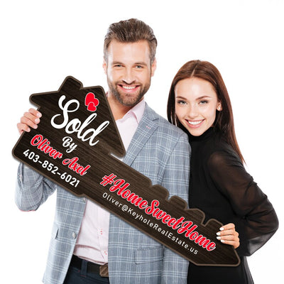 Personalized Real Estate Marketing Key Cutout Sign, Customized Realtor Social Media Photo Props, Realtor Key Sign, Customized Just Sold Key