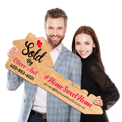 Personalized Real Estate Marketing Key Cutout Sign, Customized Realtor Social Media Photo Props, Realtor Key Sign, Customized Just Sold Key