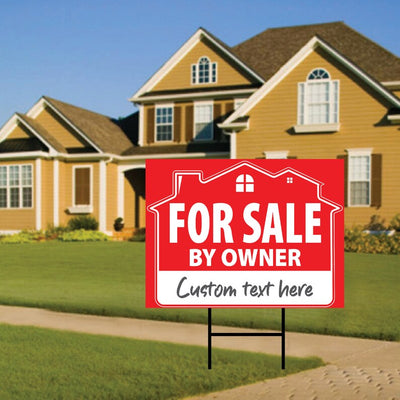 For Sale By Owner Yard Sign (3 Pack) - Coroplast Double Sided Directional Arrows For Sale By Owner Real Estate Yard Sign with Metal H-Stake