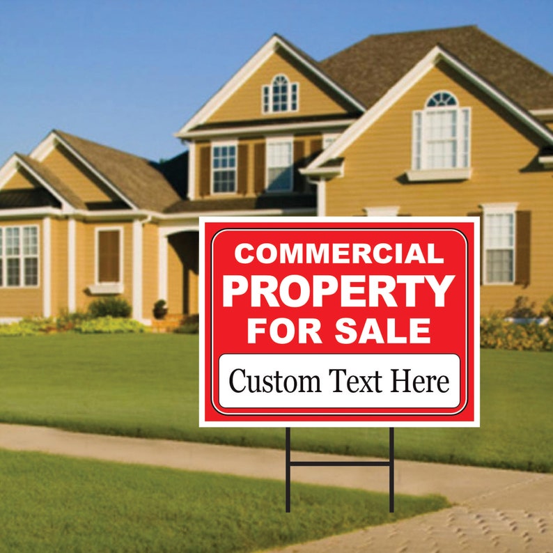 Commercial Property for Sale Yard Sign (3 Pack) - Coroplast Double Sided Directional Arrows Commercial Property Yard Sign with Metal H-Stake