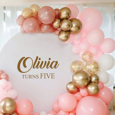 Personalized Happy Birthday Name Wall Decal, Happy Birthday Party Backdrop Custom Name Sticker