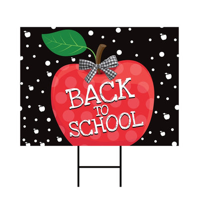 Back to School Yard Sign, Coroplast Fun Back to School Outdoor Lawn Decorations School Teachers Students Yard Sign with Metal H-Stake