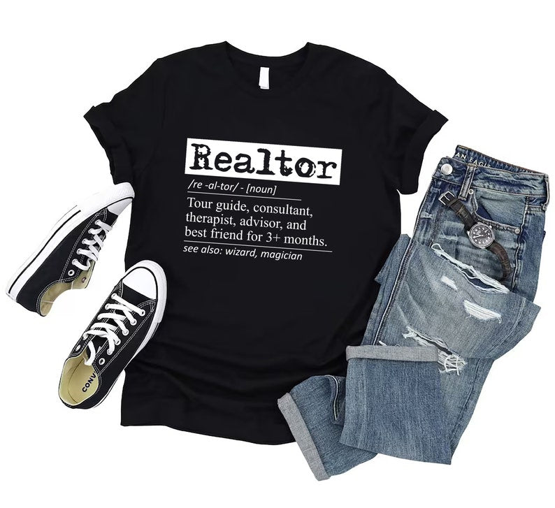 Realtor Definition T-Shirt For Men, Real Estate Women V Neck Shirt, Gift for Real Estate Agent Shirt, Unisex Gift for Realtor T-Shirt