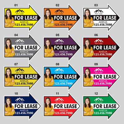 Custom For Lease Arrow Yard Sign 18" x 24", 2 Sided Add Your Text, Logo, Photo Personalized For Lease Directional Signs with Metal H-Stake