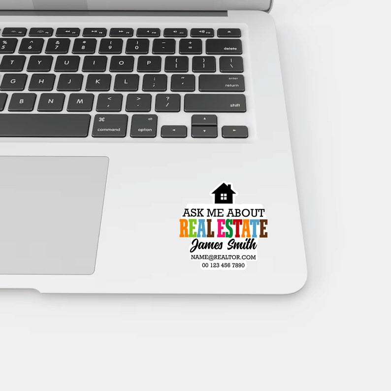 Custom Ask Me About Real Estate Stickers - Personalized Real Estate Vinyl Stickers, Realtor Branding Stickers, Realtor Sticker Decal
