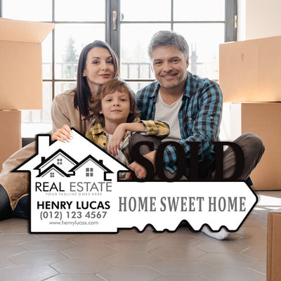 Personalized Real Estate Marketing Key Cutout Sign, Customized Realtor Social Media Photo Props, Realtor Key Sign, Customized Just Sold Key