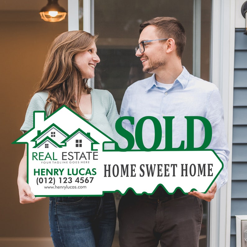 Personalized Real Estate Marketing Key Cutout Sign, Customized Realtor Social Media Photo Props, Realtor Key Sign, Customized Just Sold Key