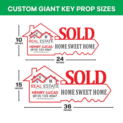 Personalized Real Estate Marketing Key Cutout Sign, Customized Realtor Social Media Photo Props, Realtor Key Sign, Customized Just Sold Key