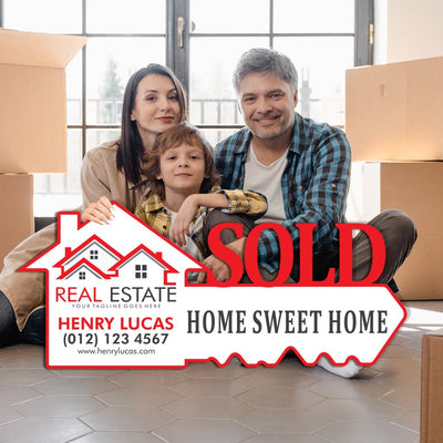 Personalized Real Estate Marketing Key Cutout Sign, Customized Realtor Social Media Photo Props, Realtor Key Sign, Customized Just Sold Key