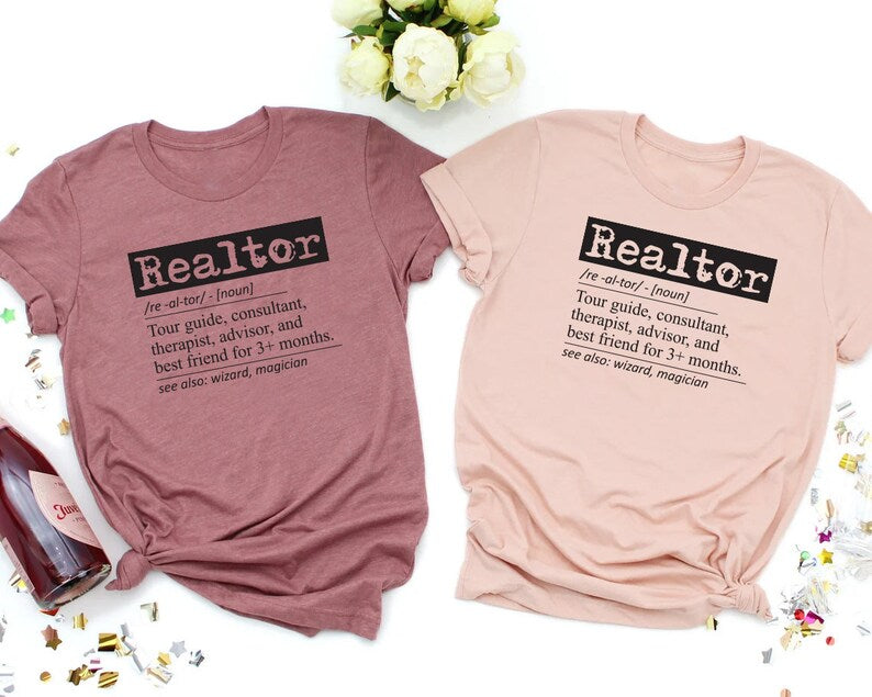 Realtor Definition T-Shirt For Men, Real Estate Women V Neck Shirt, Gift for Real Estate Agent Shirt, Unisex Gift for Realtor T-Shirt