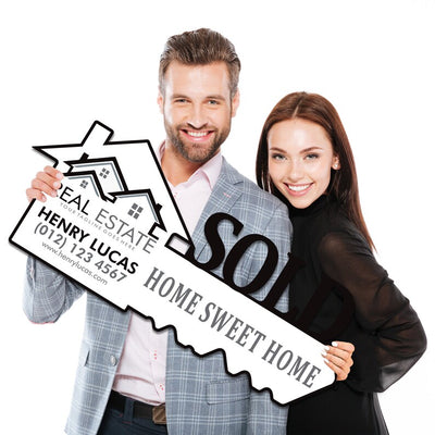 Personalized Real Estate Marketing Key Cutout Sign, Customized Realtor Social Media Photo Props, Realtor Key Sign, Customized Just Sold Key
