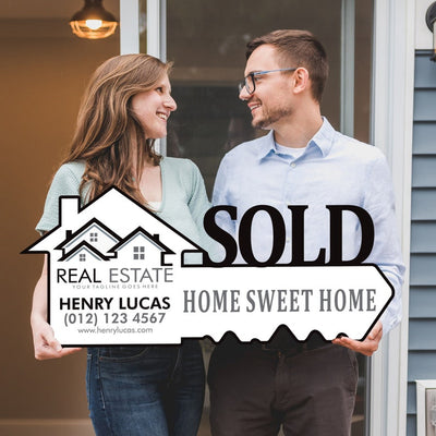 Personalized Real Estate Marketing Key Cutout Sign, Customized Realtor Social Media Photo Props, Realtor Key Sign, Customized Just Sold Key