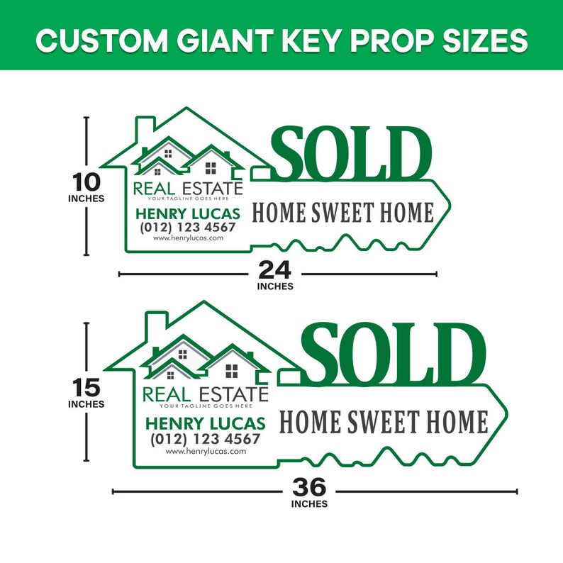Personalized Real Estate Marketing Key Cutout Sign, Customized Realtor Social Media Photo Props, Realtor Key Sign, Customized Just Sold Key