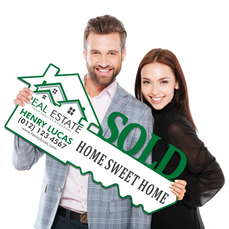 Personalized Real Estate Marketing Key Cutout Sign, Customized Realtor Social Media Photo Props, Realtor Key Sign, Customized Just Sold Key