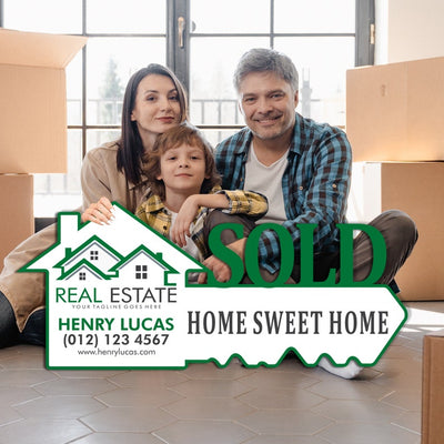 Personalized Real Estate Marketing Key Cutout Sign, Customized Realtor Social Media Photo Props, Realtor Key Sign, Customized Just Sold Key