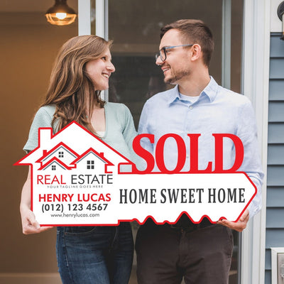 Personalized Real Estate Marketing Key Cutout Sign, Customized Realtor Social Media Photo Props, Realtor Key Sign, Customized Just Sold Key
