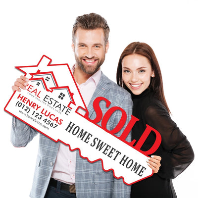 Personalized Real Estate Marketing Key Cutout Sign, Customized Realtor Social Media Photo Props, Realtor Key Sign, Customized Just Sold Key