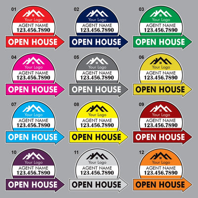 Custom Open House Arrow Yard Sign 18" x 24", 2 Sided Add Your Text, Logo, Photo Personalized Open House Directional Signs with Metal H-Stake