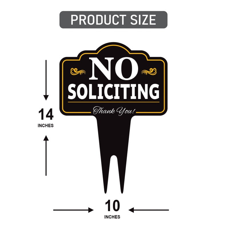 No Soliciting Yard Sign 10” x 14” - Rust-free Aluminum No Solicitors Sign for Lawn