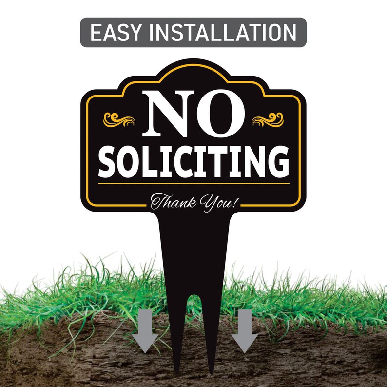 No Soliciting Yard Sign 10” x 14” - Rust-free Aluminum No Solicitors Sign for Lawn