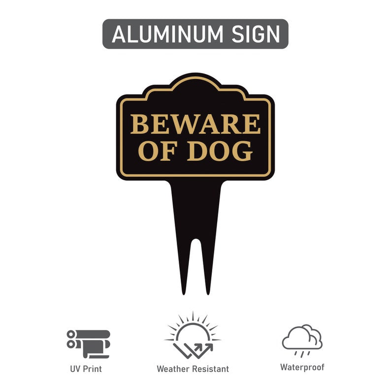 Beware of Dog Yard Sign 10” x 14” - Rust-free Aluminum Home Security Sign for Lawn