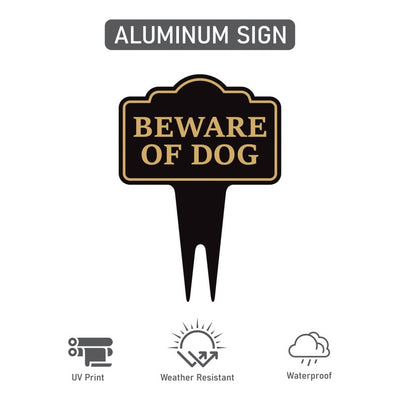 Beware of Dog Yard Sign 10” x 14” - Rust-free Aluminum Home Security Sign for Lawn