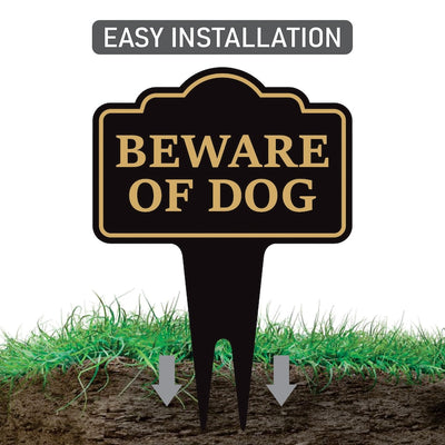 Beware of Dog Yard Sign 10” x 14” - Rust-free Aluminum Home Security Sign for Lawn