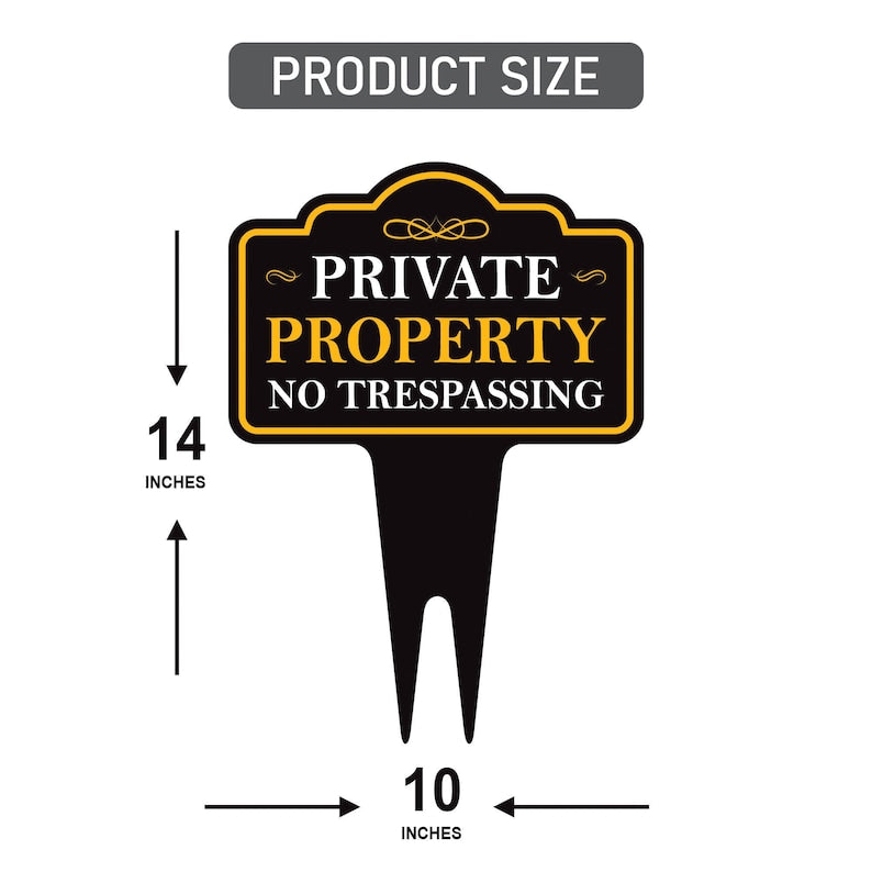 Private Property No Trespassing Yard Sign 10” x 14” - Aluminum No Trespassing Sign for Lawn