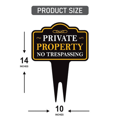 Private Property No Trespassing Yard Sign 10” x 14” - Aluminum No Trespassing Sign for Lawn