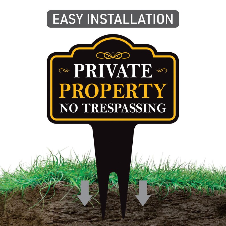 Private Property No Trespassing Yard Sign 10” x 14” - Aluminum No Trespassing Sign for Lawn