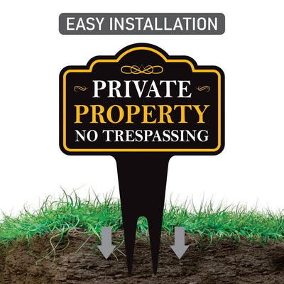 Private Property No Trespassing Yard Sign 10” x 14” - Aluminum No Trespassing Sign for Lawn