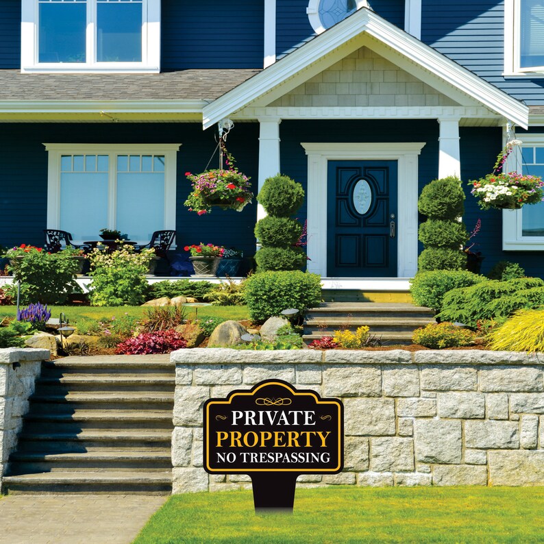 Private Property No Trespassing Yard Sign 10” x 14” - Aluminum No Trespassing Sign for Lawn