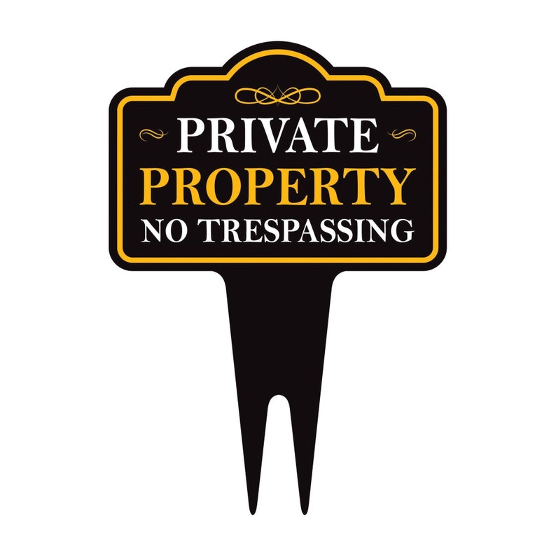 Private Property No Trespassing Yard Sign 10” x 14” - Aluminum No Trespassing Sign for Lawn