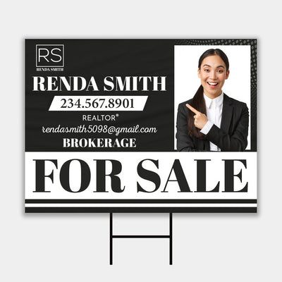 Real Estate Yard Sign Personalized - Coroplast For Sale Sign, Real Estate Marketing Realtor Sign, Custom for Sale Sign with Metal H-Stake