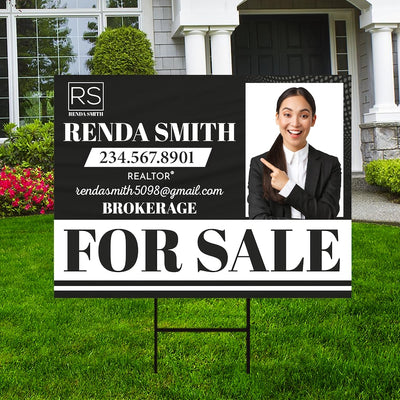 Real Estate Yard Sign Personalized - Coroplast For Sale Sign, Real Estate Marketing Realtor Sign, Custom for Sale Sign with Metal H-Stake