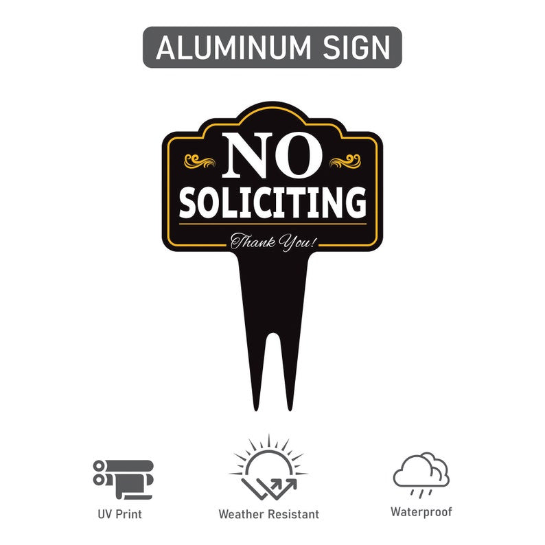 No Soliciting Yard Sign 10” x 14” - Rust-free Aluminum No Solicitors Sign for Lawn