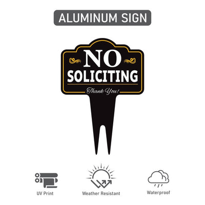 No Soliciting Yard Sign 10” x 14” - Rust-free Aluminum No Solicitors Sign for Lawn