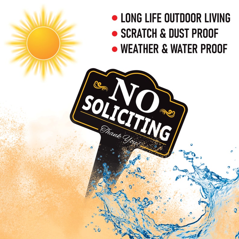 No Soliciting Yard Sign 10” x 14” - Rust-free Aluminum No Solicitors Sign for Lawn