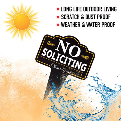 No Soliciting Yard Sign 10” x 14” - Rust-free Aluminum No Solicitors Sign for Lawn