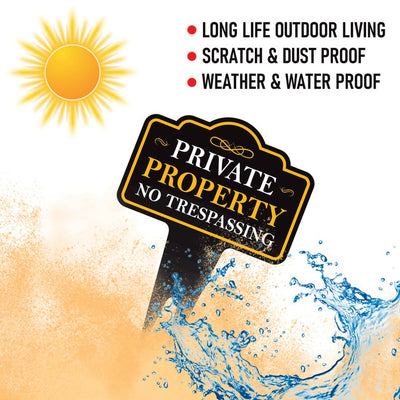 Private Property No Trespassing Yard Sign 10” x 14” - Aluminum No Trespassing Sign for Lawn