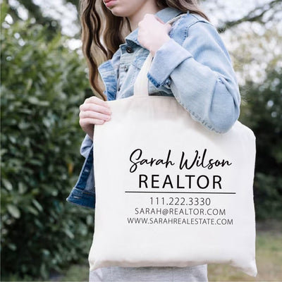 Custom Realtor Tote Bag, Personalized Business Tote Bag, Custom Real Estate Agent Gift, Tote Bag With Logo, Promotional Tote Bag, Reusable