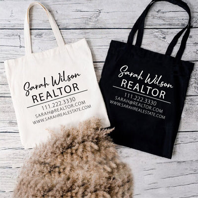 Custom Realtor Tote Bag, Personalized Business Tote Bag, Custom Real Estate Agent Gift, Tote Bag With Logo, Promotional Tote Bag, Reusable