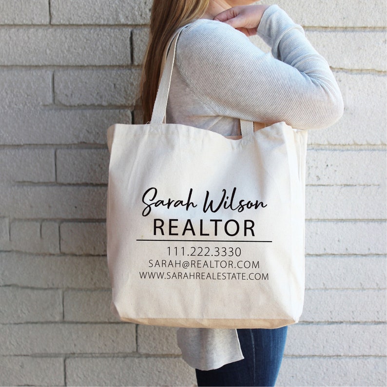 Custom Realtor Tote Bag, Personalized Business Tote Bag, Custom Real Estate Agent Gift, Tote Bag With Logo, Promotional Tote Bag, Reusable
