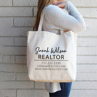 Custom Realtor Tote Bag, Personalized Business Tote Bag, Custom Real Estate Agent Gift, Tote Bag With Logo, Promotional Tote Bag, Reusable
