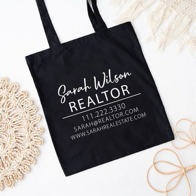 Custom Realtor Tote Bag, Personalized Business Tote Bag, Custom Real Estate Agent Gift, Tote Bag With Logo, Promotional Tote Bag, Reusable