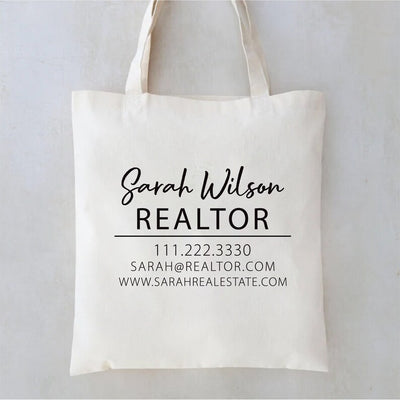 Custom Realtor Tote Bag, Personalized Business Tote Bag, Custom Real Estate Agent Gift, Tote Bag With Logo, Promotional Tote Bag, Reusable