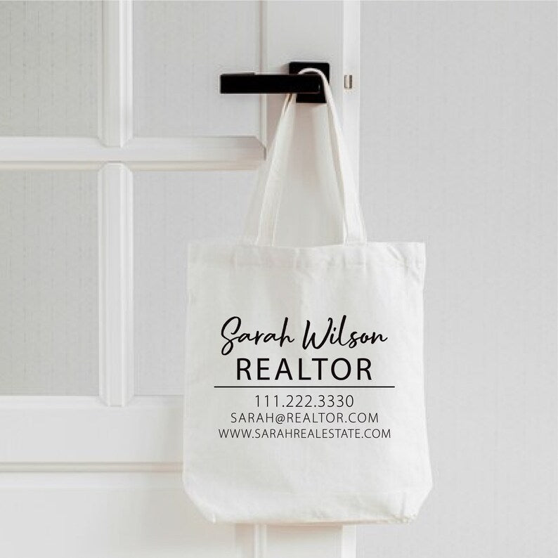 Custom Realtor Tote Bag, Personalized Business Tote Bag, Custom Real Estate Agent Gift, Tote Bag With Logo, Promotional Tote Bag, Reusable